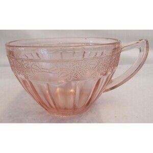 Jeannette Adam Pink Floral Square Depression Era Coffee/Tea Cup